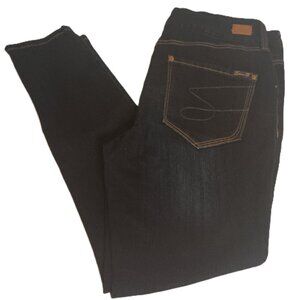 Seven7 Dark Wash Tummyless Skinny Jeans Women’s Size 12 Stretch Elastic Waist